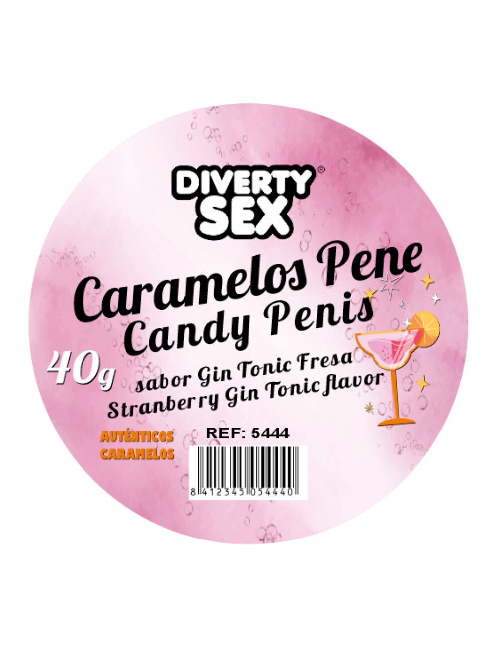 DIABLO PICANTE - 20 CARAMELOS CON FORMA DE PENE CON SABOR GIN TONIC