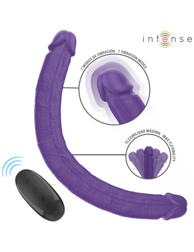 INTENSE - GUNTER DILDO DOBLE VIBRADOR 40 CM MORADO CONTROL REMOTO