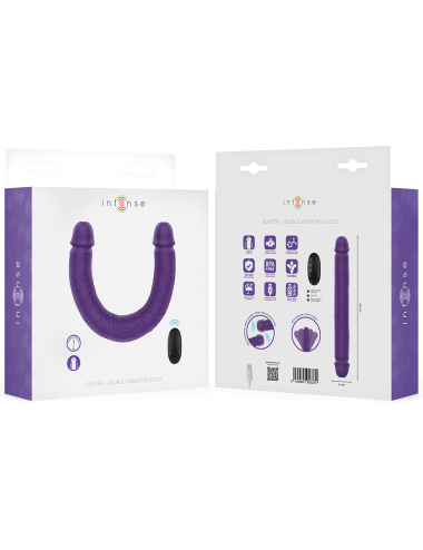 INTENSE - GUNTER DILDO DOBLE VIBRADOR 40 CM MORADO CONTROL REMOTO