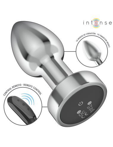 INTENSE - PLUG ANAL 10 VIBRACIONES METAL CON CONTROL REMOTO S