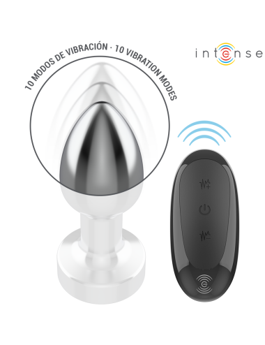 INTENSE - PLUG ANAL 10 VIBRACIONES METAL CON CONTROL REMOTO S