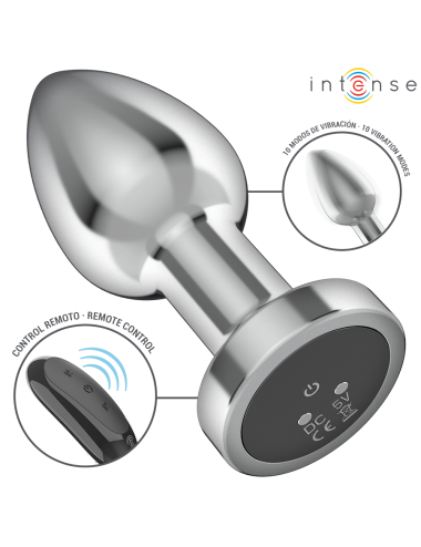 INTENSE - PLUG ANAL 10 VIBRACIONES METAL CON CONTROL REMOTO M