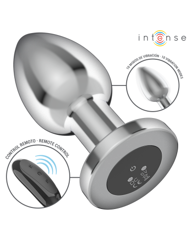 INTENSE - PLUG ANAL 10 VIBRACIONES METAL CON CONTROL REMOTO L
