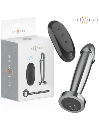 INTENSE - PLUG ANAL 10 VIBRACIONES METAL EN FORMA DE DILDO CON CONTROL REMOTO S