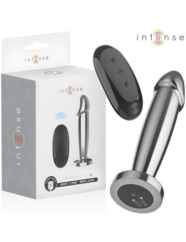 INTENSE - PLUG ANAL 10 VIBRACIONES METAL EN FORMA DE DILDO CON CONTROL REMOTO M