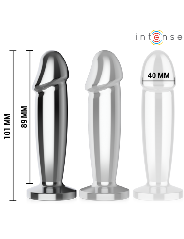 INTENSE - PLUG ANAL 10 VIBRACIONES METAL EN FORMA DE DILDO CON CONTROL REMOTO M