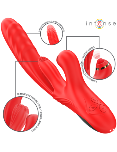 INTENSE - ROSALIA VIBRADOR MULTIFUNCIÓN 3 EN 1 ROJO