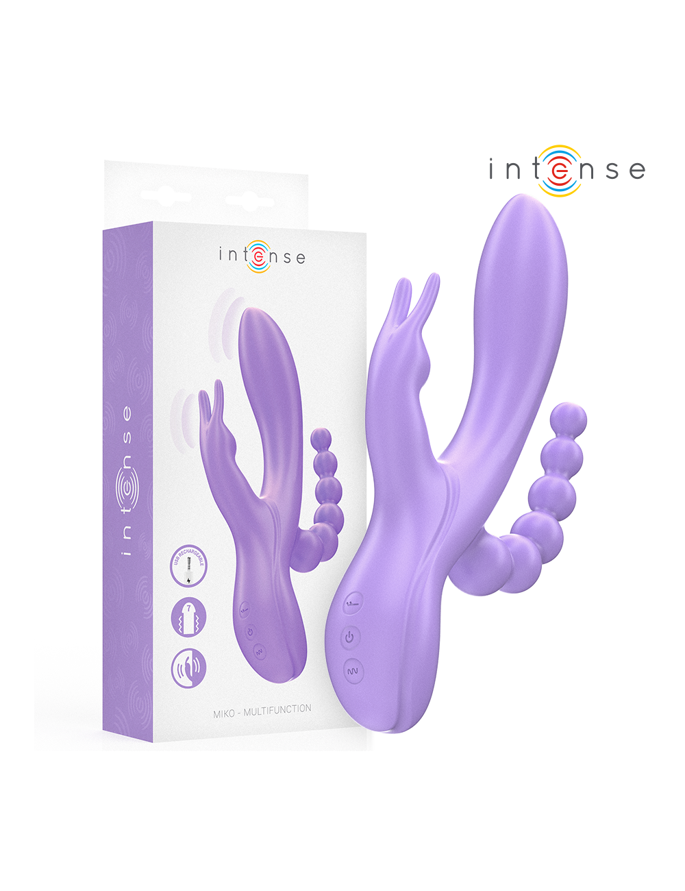 INTENSE - MIKO TRIPLE VIBRADOR RABBIT & ESTIMULADOR & ANAL 7 VIBRACIONES MORADO