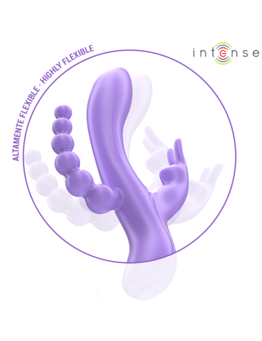 INTENSE - MIKO TRIPLE VIBRADOR RABBIT & ESTIMULADOR & ANAL 7 VIBRACIONES MORADO