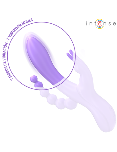 INTENSE - MIKO TRIPLE VIBRADOR RABBIT & ESTIMULADOR & ANAL 7 VIBRACIONES MORADO