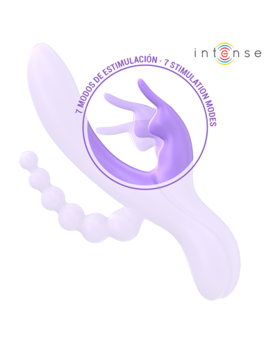 INTENSE - MIKO TRIPLE VIBRADOR RABBIT & ESTIMULADOR & ANAL 7 VIBRACIONES MORADO