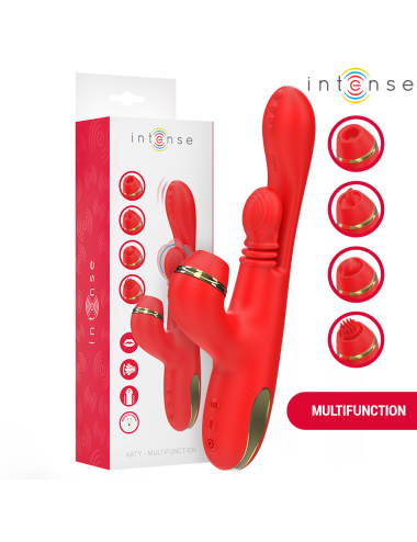 INTENSE - KATY ESTIMULADOR CLÍTORIS MULTIFUNCIÓN 4 CABEZALES INTERCAMBIABLES ROJO