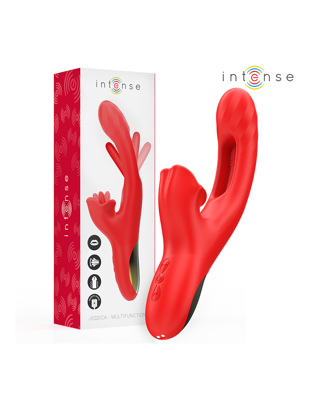 INTENSE - JESSICA VIBRADOR MULTIFUNCIÓN ESTIMULACIÓN CLÍTORIS 24.8 CM ROJO INTENSE - JESSICA VIBRADOR MULTIFUNCIÓN ESTIMULACIÓN CLÍTORIS 24.8 CM ROJO