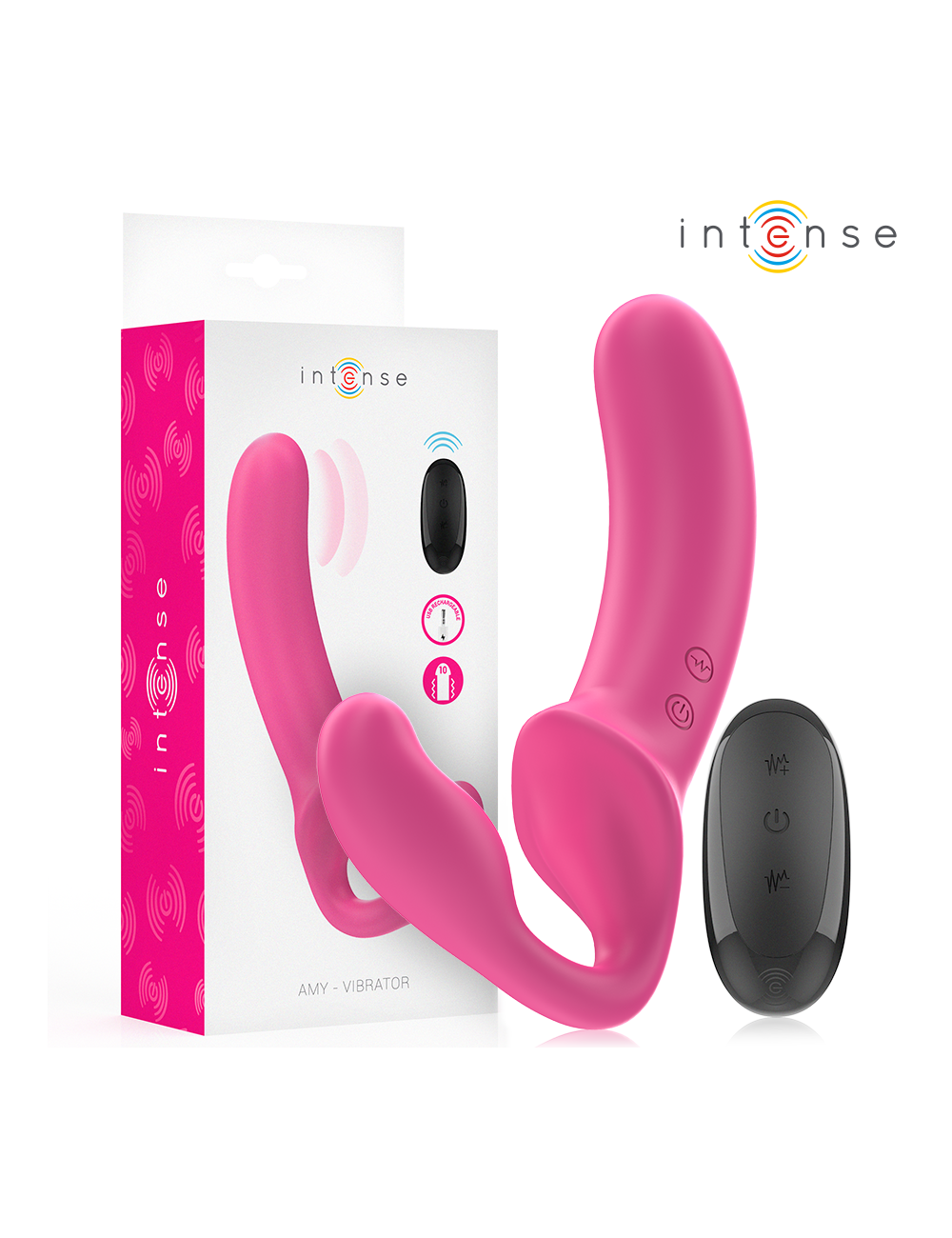 INTENSE - AMY VIBRADOR DOBLE 20 CM ROSA CONTROL REMOTO