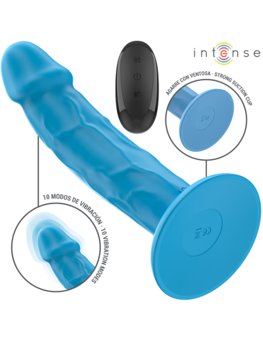 INTENSE - PHOEBE VIBRADOR REALÍSTICO 10 VIBRACIONES AZUL CONTROL REMOTO