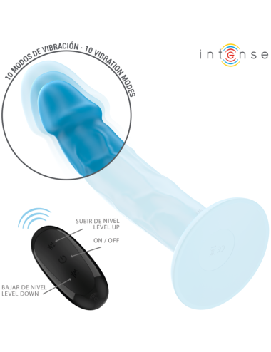 INTENSE - PHOEBE VIBRADOR REALÍSTICO 10 VIBRACIONES AZUL CONTROL REMOTO