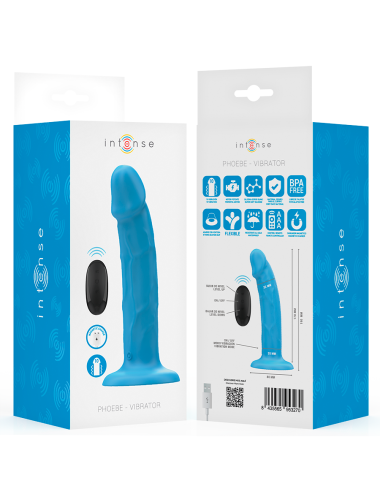 INTENSE - PHOEBE VIBRADOR REALÍSTICO 10 VIBRACIONES AZUL CONTROL REMOTO