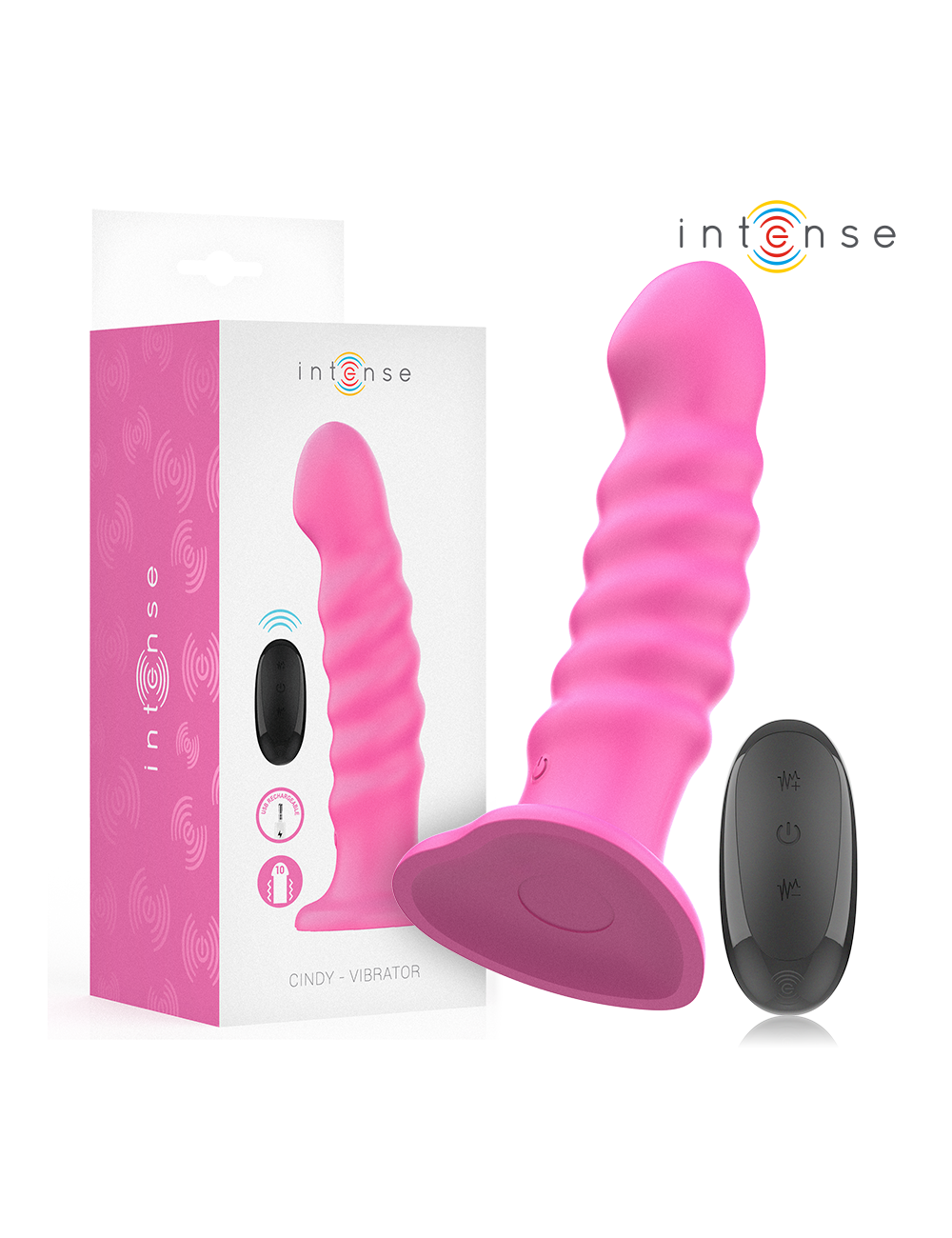INTENSE - CINDY VIBRADOR TALLA L DISEÑO EN ESPIRAL 10 VIBRACIONES ROSA CONTROL REMOTO