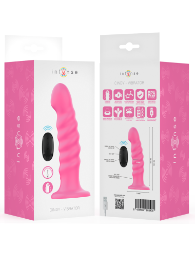 INTENSE - CINDY VIBRADOR TALLA L DISEÑO EN ESPIRAL 10 VIBRACIONES ROSA CONTROL REMOTO