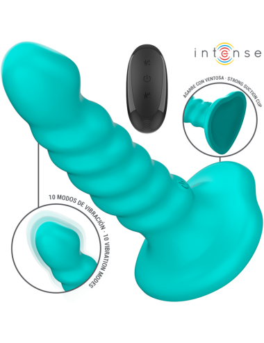 INTENSE - BUFFY VIBRADOR TALLA S DISEÑO EN ESPIRAL 10 VIBRACIONES AZUL CONTROL REMOTO