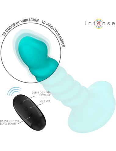 INTENSE - BUFFY VIBRADOR TALLA S DISEÑO EN ESPIRAL 10 VIBRACIONES AZUL CONTROL REMOTO