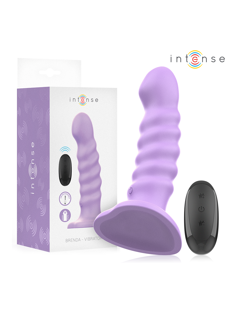 INTENSE - BRENDA VIBRADOR TALLA M DISEÑO EN ESPIRAL 10 VIBRACIONES MORADO CONTROL REMOTO