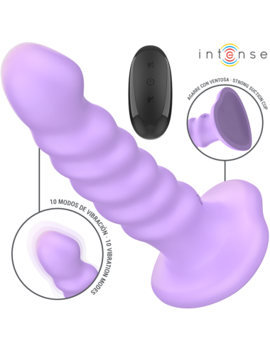 INTENSE - BRENDA VIBRADOR TALLA M DISEÑO EN ESPIRAL 10 VIBRACIONES MORADO CONTROL REMOTO