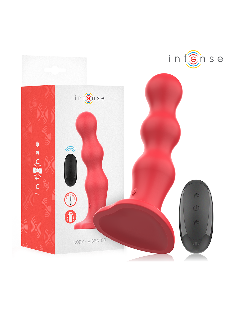 INTENSE - CODY VIBRADOR CON VENTOSA ROJO CONTROL REMOTO