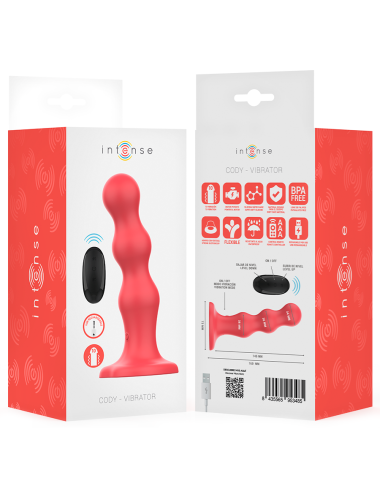 INTENSE - CODY VIBRADOR CON VENTOSA ROJO CONTROL REMOTO