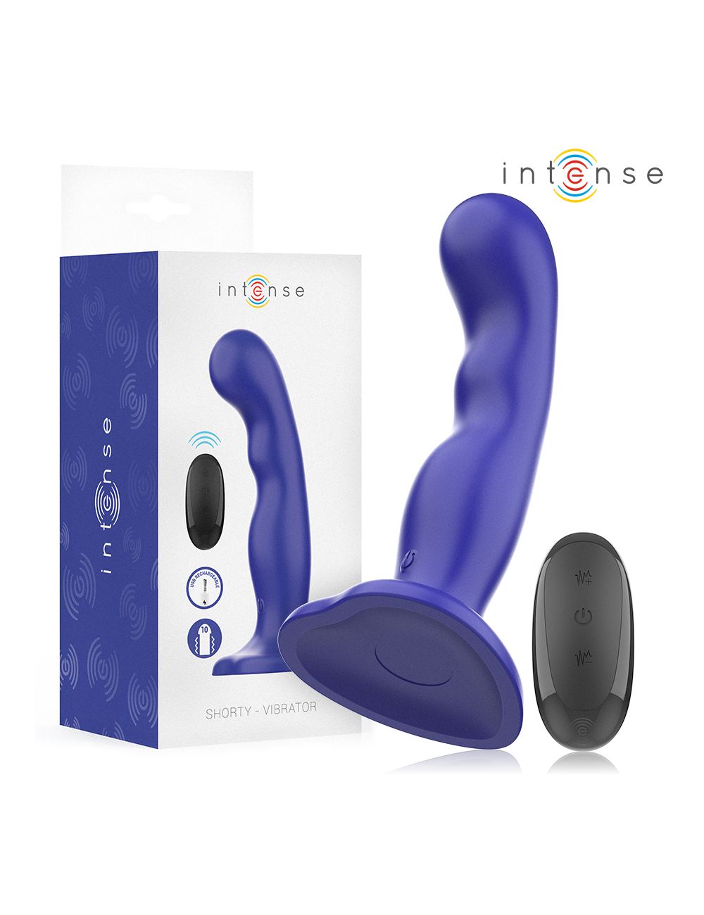 INTENSE - SHORTY VIBRADOR CON VENTOSA AZUL CONTROL REMOTO