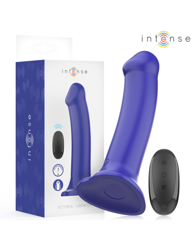 INTENSE - VICTORIA VIBRADOR CON VENTOSA 10 VIBRACIONES AZUL OSCURO CONTROL REMOTO