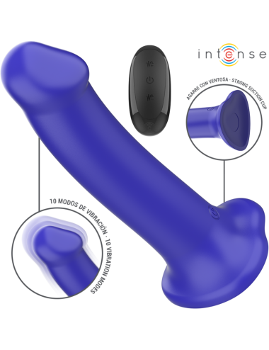 INTENSE - VICTORIA VIBRADOR CON VENTOSA 10 VIBRACIONES AZUL OSCURO CONTROL REMOTO