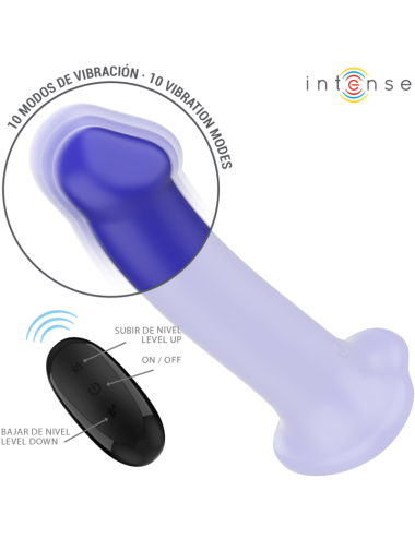 INTENSE - VICTORIA VIBRADOR CON VENTOSA 10 VIBRACIONES AZUL OSCURO CONTROL REMOTO
