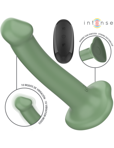 INTENSE - BECCA VIBRADOR CON VENTOSA 10 VIBRACIONES VERDE CONTROL REMOTO