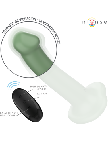 INTENSE - BECCA VIBRADOR CON VENTOSA 10 VIBRACIONES VERDE CONTROL REMOTO