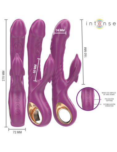 INTENSE - HALLE VIBRADOR MULTIFUNCIÓN CON LENGUA ESTIMULADORA EN FORMA DE DELFÍN MORADO