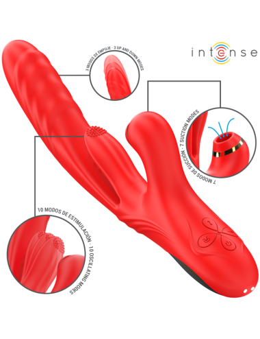 INTENSE - KAROL VIBRADOR MULTIFUNCIÓN EMPUJE & ESTIMULACIÓN & ONDAS ESTIMULADORAS ROJO