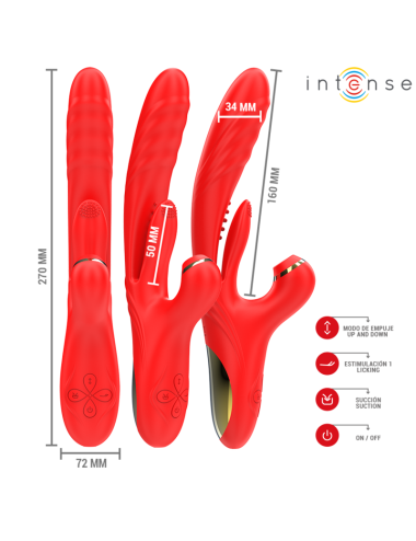 INTENSE - KAROL VIBRADOR MULTIFUNCIÓN EMPUJE & ESTIMULACIÓN & ONDAS ESTIMULADORAS ROJO
