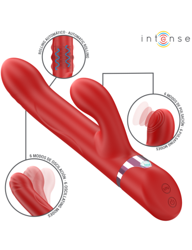 INTENSE - LELE VIBRADOR MULTIFUNCIÓN ROTATORIO & OSCILACIÓN & ESTIMULACIÓN ROJO