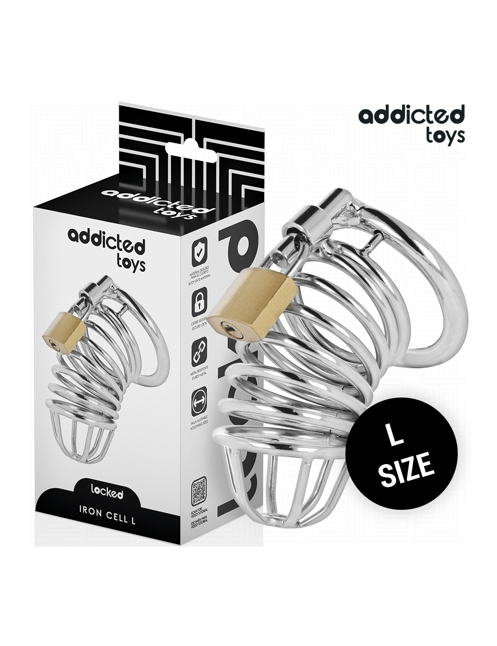 ADDICTED TOYS LOCKED - IRON CELL JAULA PARA PENE DE METAL 5 CM TALLA L