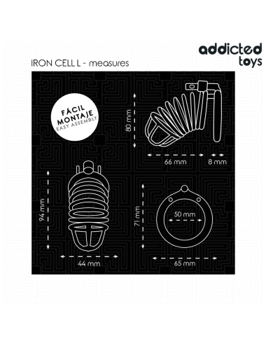 ADDICTED TOYS LOCKED - IRON CELL JAULA PARA PENE DE METAL 5 CM TALLA L