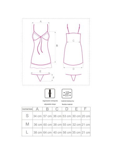 LIVCO CORSETTI FASHION - HYEONA 1710 BABYDOLL + TANGA ROSA S