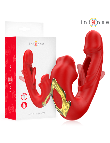INTENSE - NATHY VIBRADOR DOBLE CON BOCA ESTIMULADORA MULTIFUNCIÓN ROJO