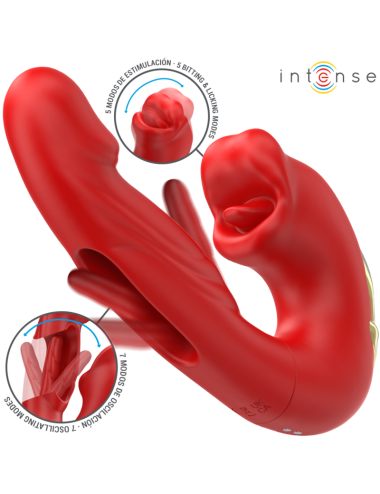 INTENSE - NATHY VIBRADOR DOBLE CON BOCA ESTIMULADORA MULTIFUNCIÓN ROJO