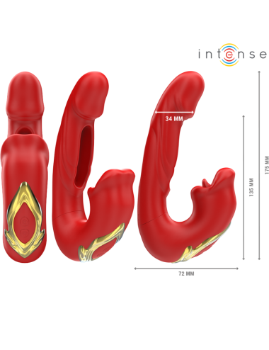 INTENSE - NATHY VIBRADOR DOBLE CON BOCA ESTIMULADORA MULTIFUNCIÓN ROJO