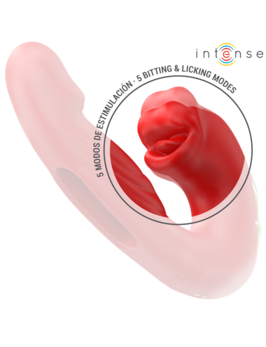 INTENSE - NATHY VIBRADOR DOBLE CON BOCA ESTIMULADORA MULTIFUNCIÓN ROJO