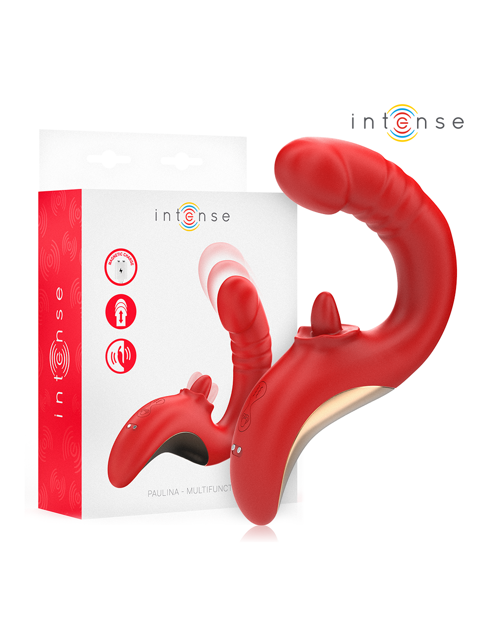 INTENSE - PAULINA VIBRADOR & ESTIMULADOR EN FORMA DE U ROJO INTENSE - PAULINA VIBRADOR & ESTIMULADOR EN FORMA DE U ROJO
