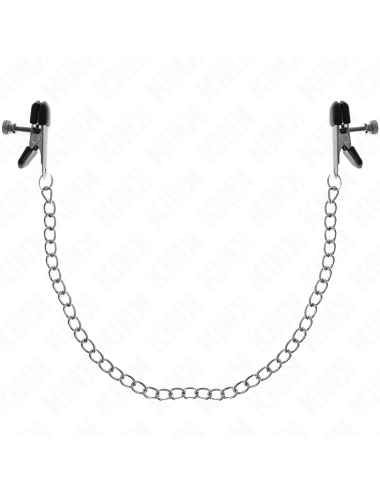 KINK - PINZAS PARA PEZONES PLANAS NEGRO CON CADENA PLATEADO 34 CM