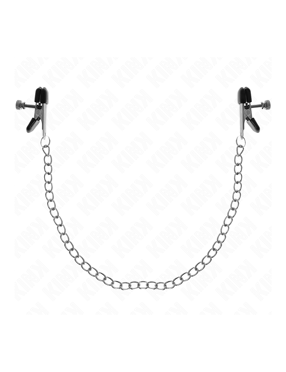 KINK - PINZAS PARA PEZONES PLANAS NEGRO CON CADENA PLATEADO 34 CM KINK - PINZAS PARA PEZONES PLANAS NEGRO CON CADENA PLATEADO 34 CM