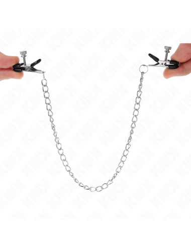 KINK - PINZAS PARA PEZONES PLANAS NEGRO CON CADENA PLATEADO 34 CM